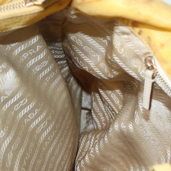 PRADA Tote Bag Nylon Yellow Gold Auth 87177 - Picture 14 of 16